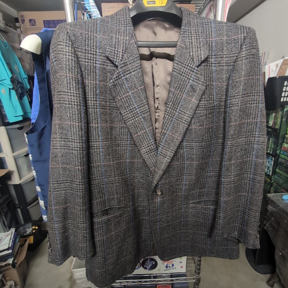 Vintage The Highlander Tailored Plaid Wool Classic Blazer Size 42 S Short